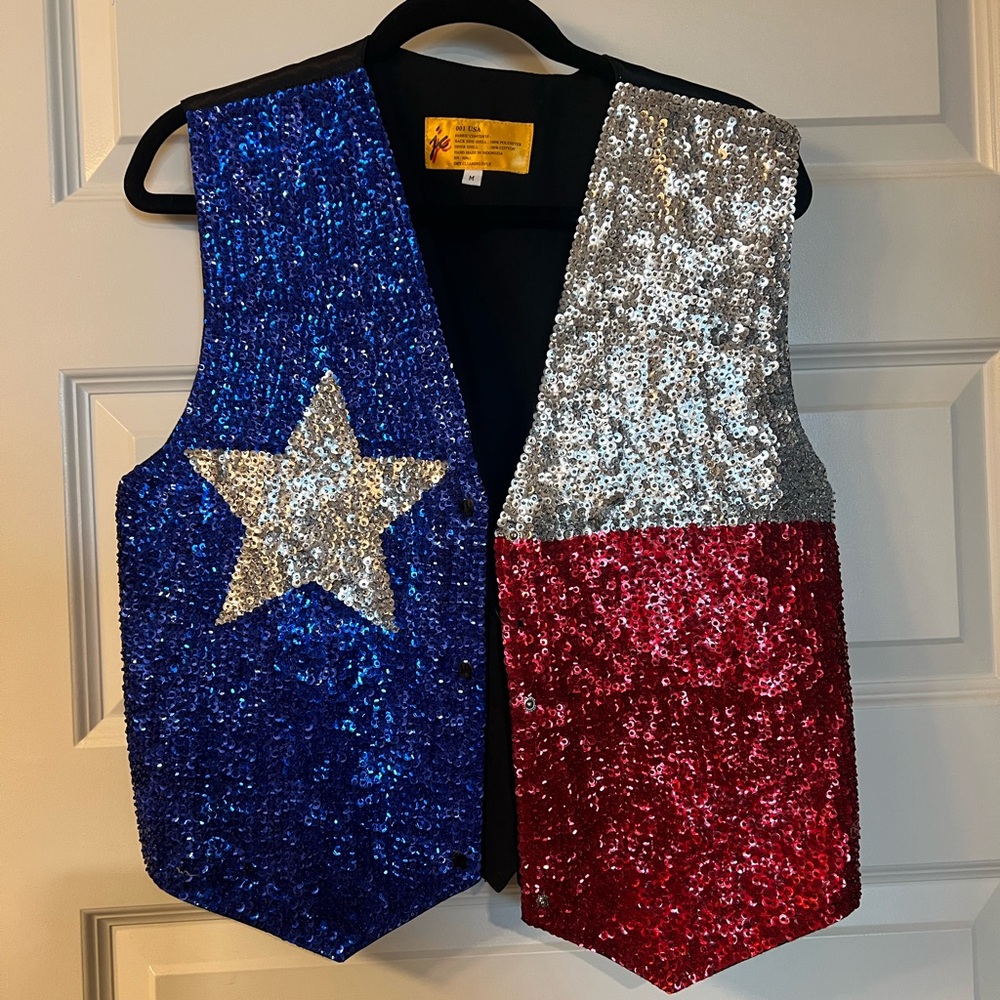 Sequin Texas Flag Vest